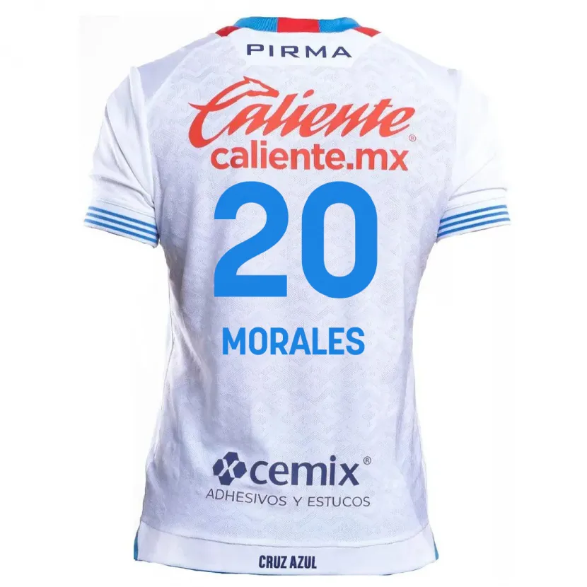 Danxen Hombre Camiseta Iván Morales #20 Blanco Azul 2ª Equipación 2024/25 La Camisa México