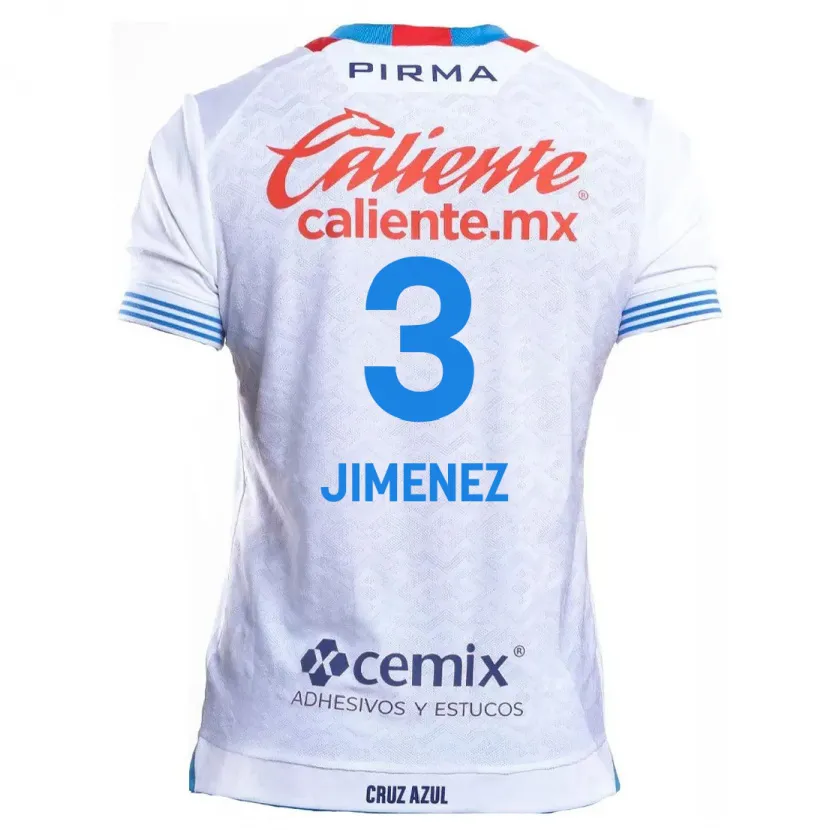 Danxen Hombre Camiseta Jaiber Jimenez #3 Blanco Azul 2ª Equipación 2024/25 La Camisa México