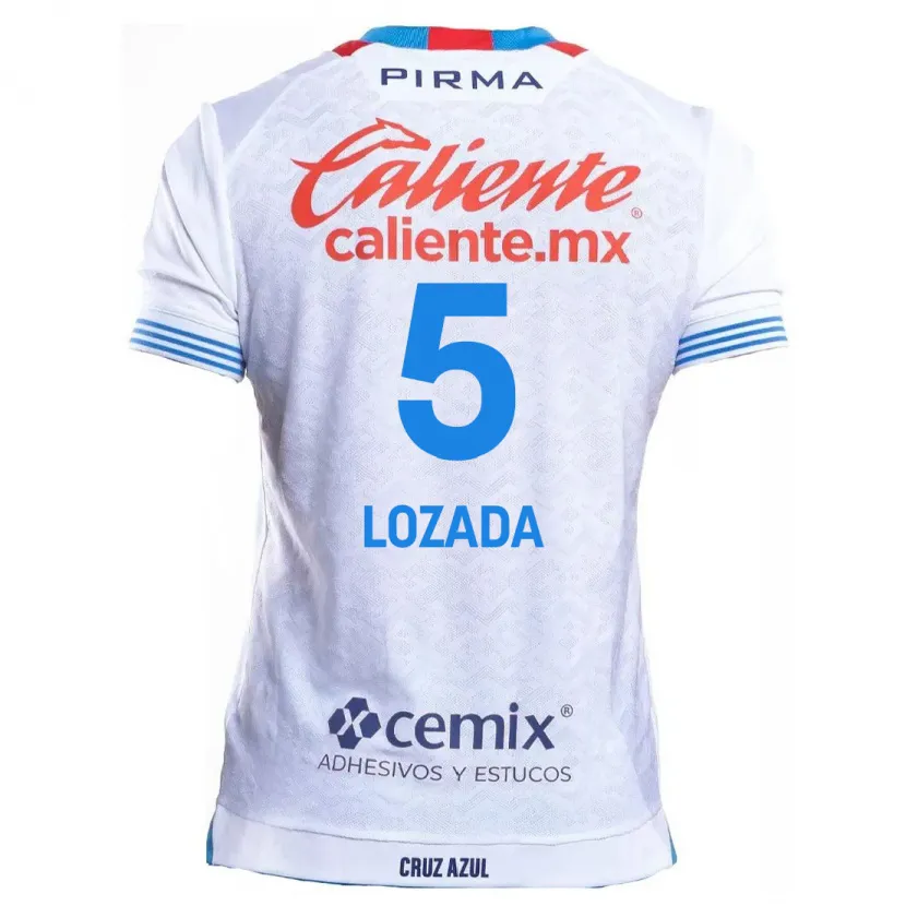 Danxen Hombre Camiseta Ana Lozada #5 Blanco Azul 2ª Equipación 2024/25 La Camisa México