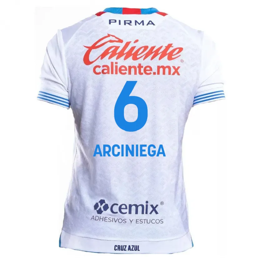 Danxen Hombre Camiseta Mirelle Arciniega #6 Blanco Azul 2ª Equipación 2024/25 La Camisa México