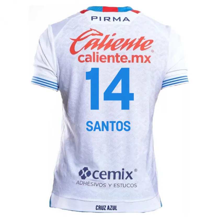 Danxen Hombre Camiseta Eleisa Santos #14 Blanco Azul 2ª Equipación 2024/25 La Camisa México