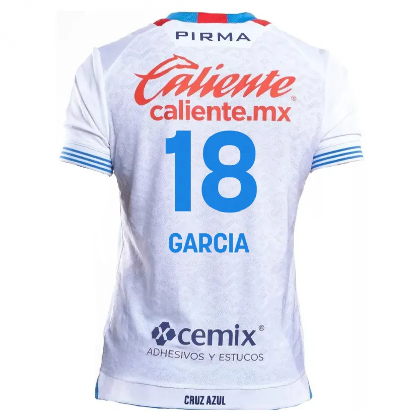Danxen Hombre Camiseta Diana Garcia #18 Blanco Azul 2ª Equipación 2024/25 La Camisa México
