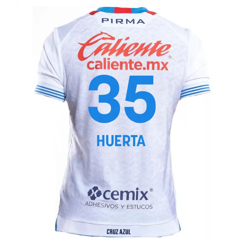 Danxen Hombre Camiseta Renata Huerta #35 Blanco Azul 2ª Equipación 2024/25 La Camisa México