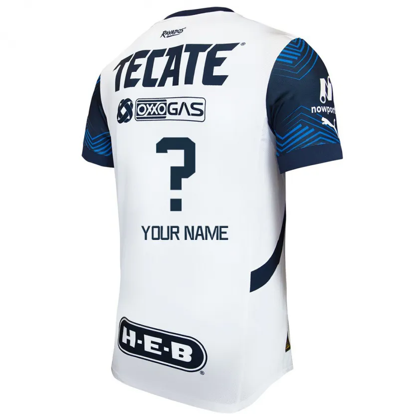 Danxen Hombre Camiseta Su Nombre #0 Blanco Azul 2ª Equipación 2024/25 La Camisa México