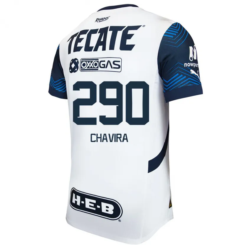 Danxen Hombre Camiseta Diego Chavira #290 Blanco Azul 2ª Equipación 2024/25 La Camisa México