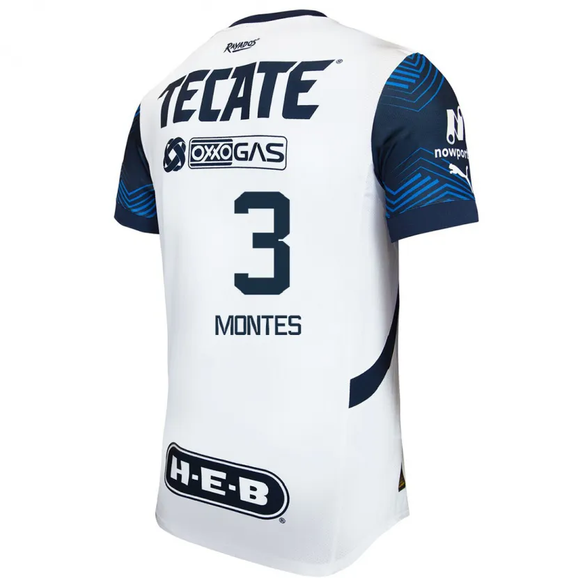 Danxen Hombre Camiseta Cesar Montes #3 Blanco Azul 2ª Equipación 2024/25 La Camisa México