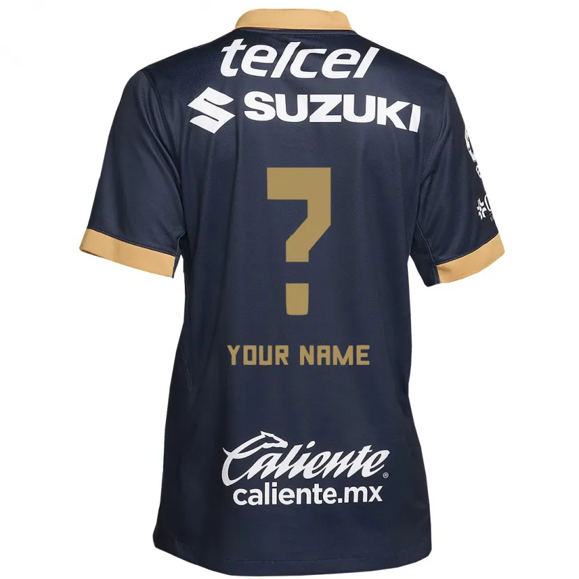 Danxen Hombre Camiseta Su Nombre #0 Obsidiana Dorada Blanca 2ª Equipación 2024/25 La Camisa México