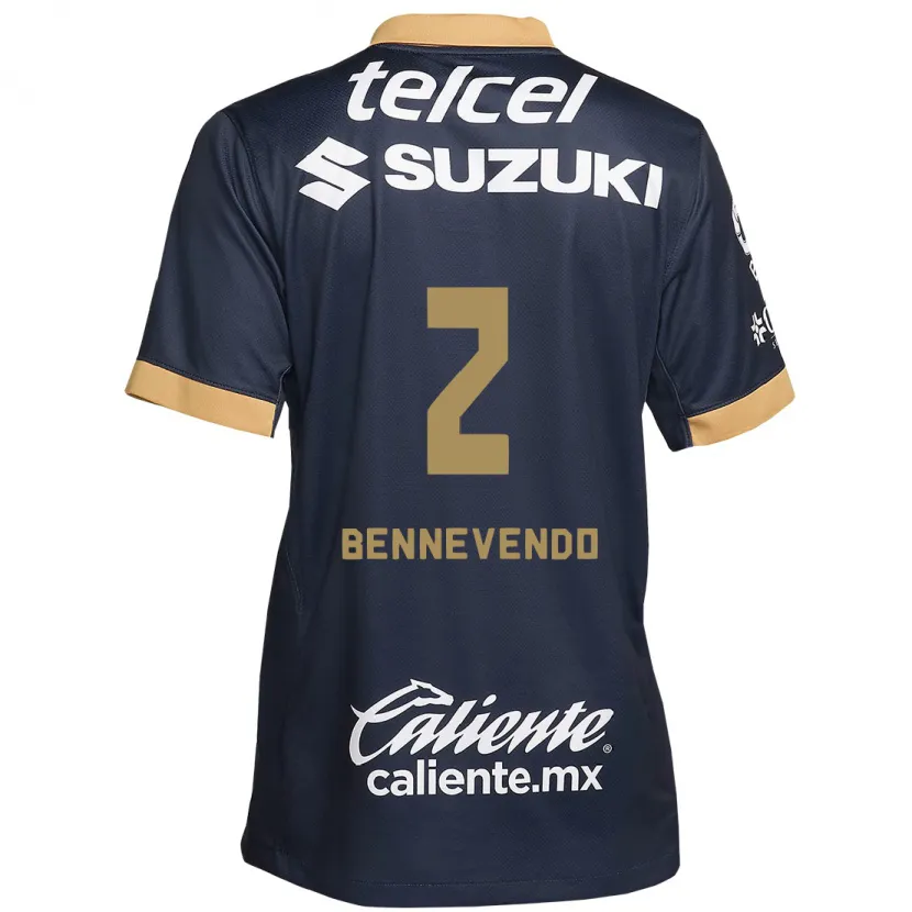 Danxen Hombre Camiseta Pablo Bennevendo #2 Obsidiana Dorada Blanca 2ª Equipación 2024/25 La Camisa México