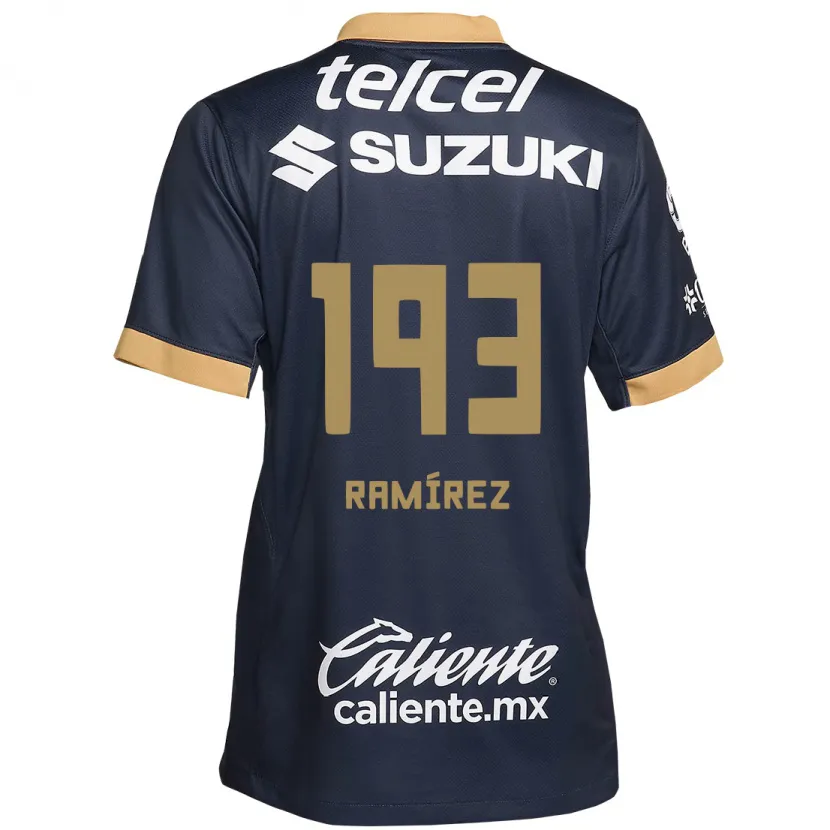 Danxen Hombre Camiseta Héctor Ramírez #193 Obsidiana Dorada Blanca 2ª Equipación 2024/25 La Camisa México