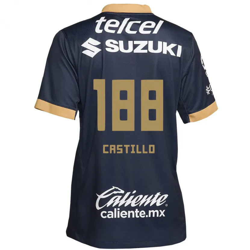 Danxen Hombre Camiseta Christian Castillo #188 Obsidiana Dorada Blanca 2ª Equipación 2024/25 La Camisa México