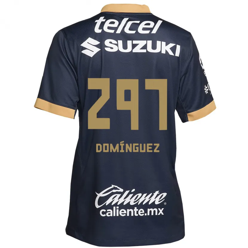 Danxen Hombre Camiseta Julio Domínguez #297 Obsidiana Dorada Blanca 2ª Equipación 2024/25 La Camisa México