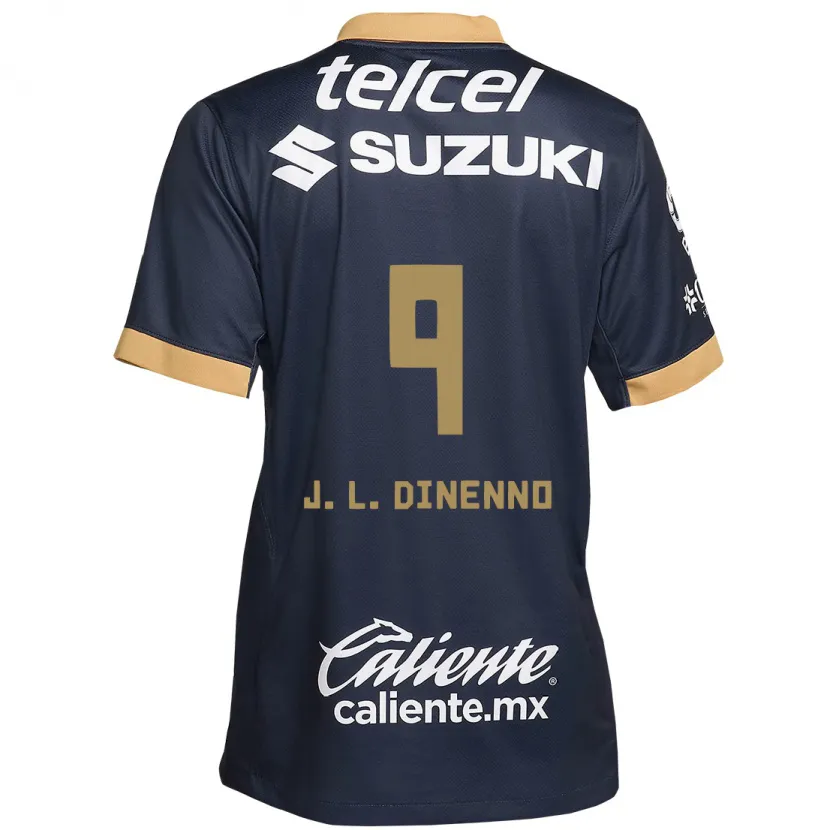 Danxen Hombre Camiseta Juan Dinenno #9 Obsidiana Dorada Blanca 2ª Equipación 2024/25 La Camisa México