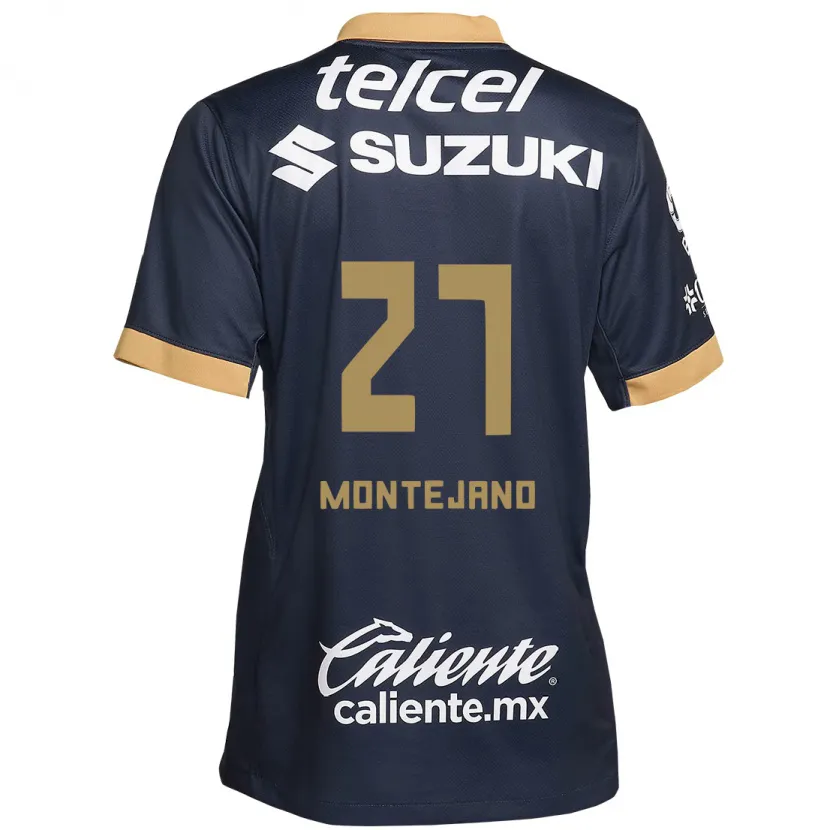 Danxen Hombre Camiseta Emanuel Montejano #27 Obsidiana Dorada Blanca 2ª Equipación 2024/25 La Camisa México