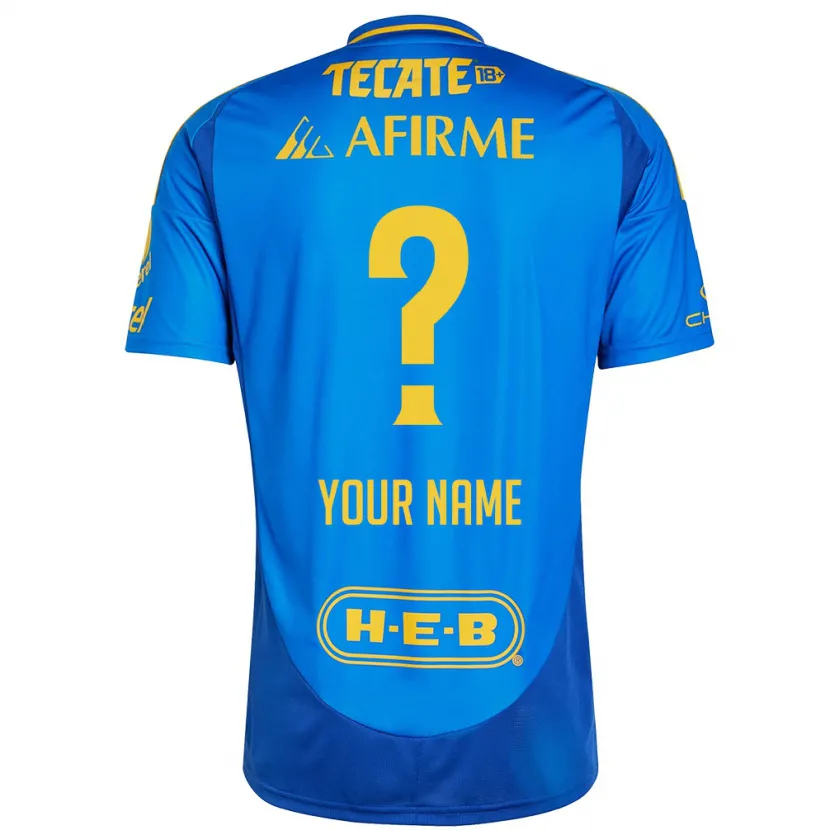 Danxen Hombre Camiseta Su Nombre #0 Azul Amarillo 2ª Equipación 2024/25 La Camisa México