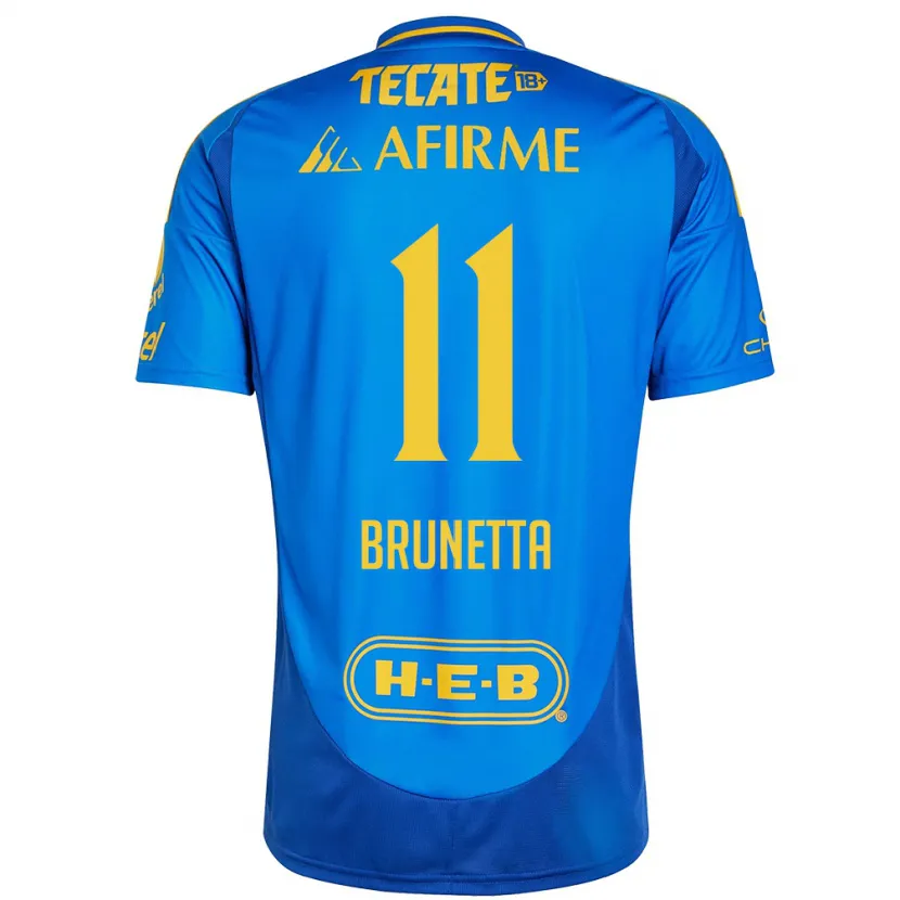 Danxen Hombre Camiseta Juan Brunetta #11 Azul Amarillo 2ª Equipación 2024/25 La Camisa México