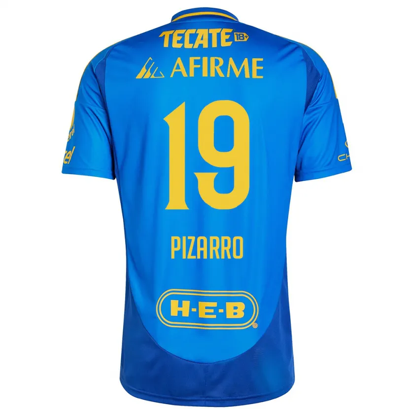 Danxen Hombre Camiseta Guido Pizarro #19 Azul Amarillo 2ª Equipación 2024/25 La Camisa México