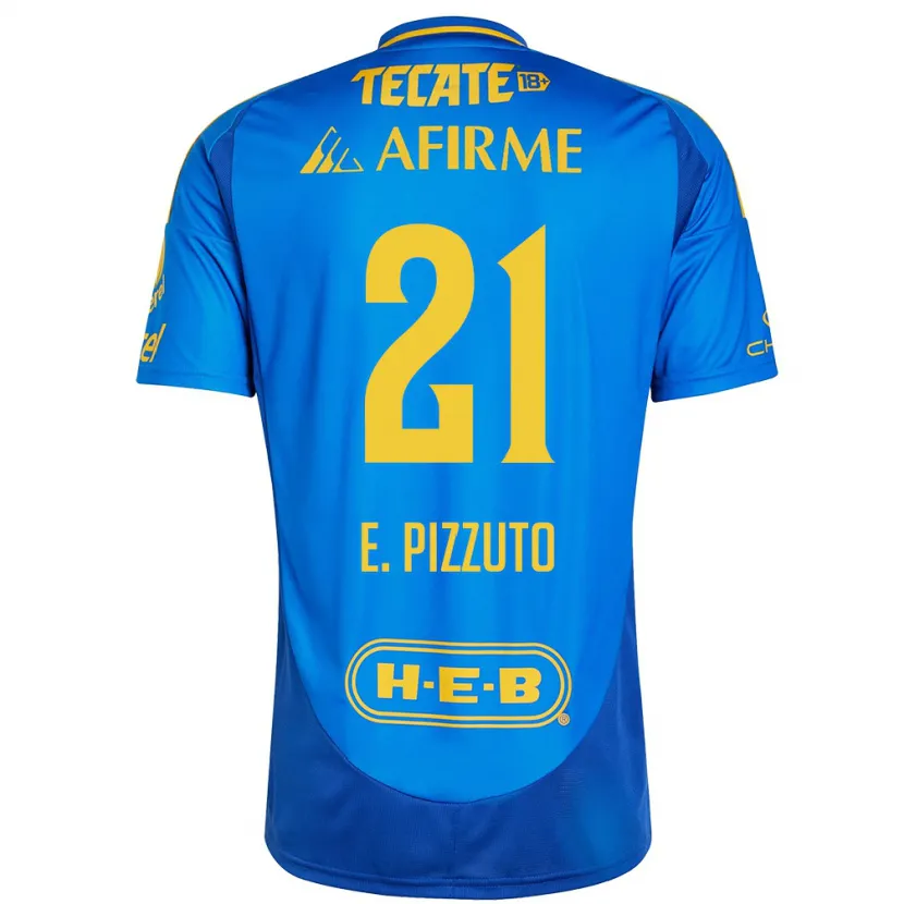 Danxen Hombre Camiseta Eugenio Pizzuto #21 Azul Amarillo 2ª Equipación 2024/25 La Camisa México