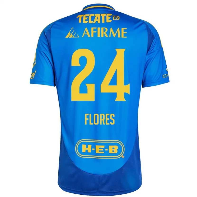 Danxen Hombre Camiseta Marcelo Flores #24 Azul Amarillo 2ª Equipación 2024/25 La Camisa México