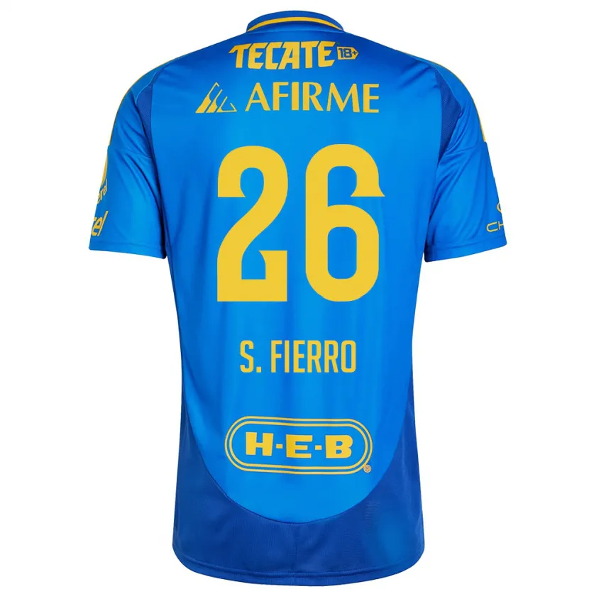 Danxen Hombre Camiseta Sebastián Fierro #26 Azul Amarillo 2ª Equipación 2024/25 La Camisa México