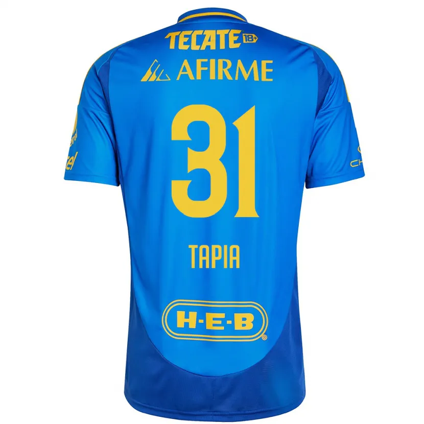 Danxen Hombre Camiseta Fernando Tapia #31 Azul Amarillo 2ª Equipación 2024/25 La Camisa México