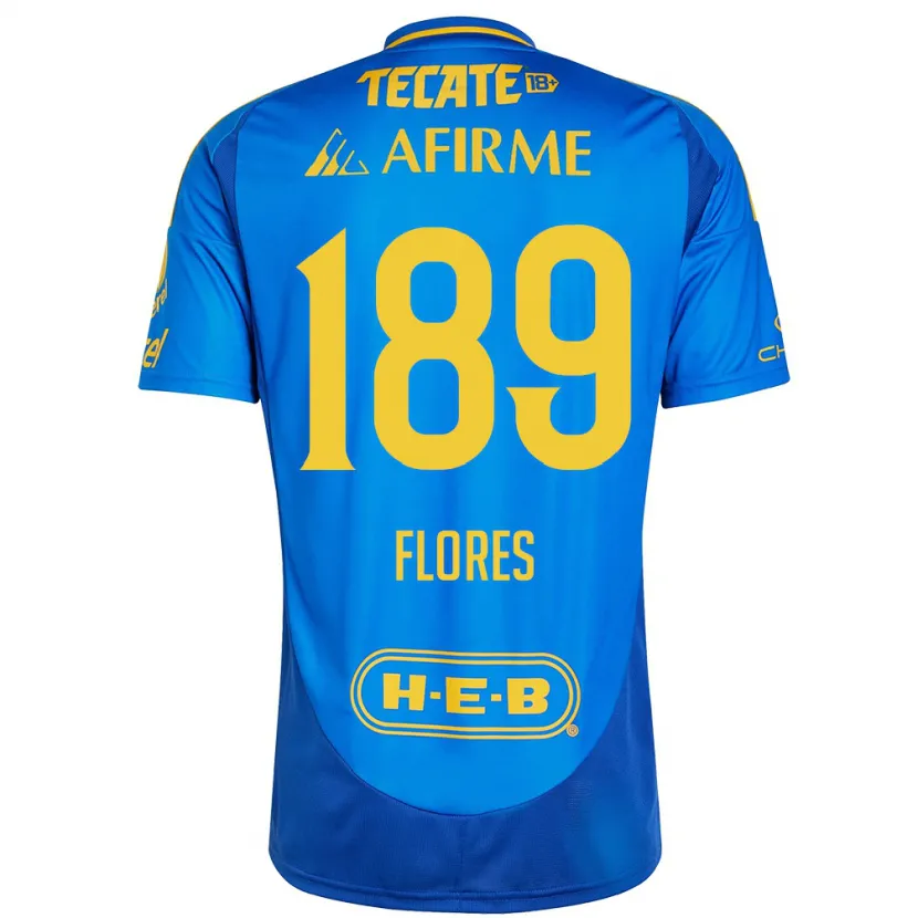 Danxen Hombre Camiseta Rolando Flores #189 Azul Amarillo 2ª Equipación 2024/25 La Camisa México