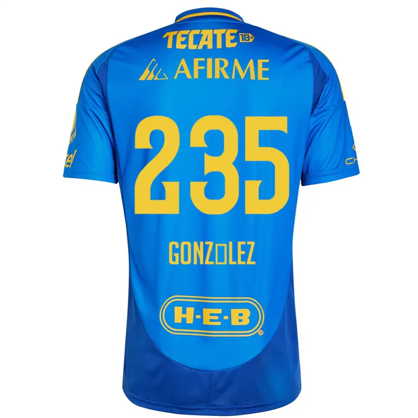 Danxen Hombre Camiseta Mauricio González #235 Azul Amarillo 2ª Equipación 2024/25 La Camisa México