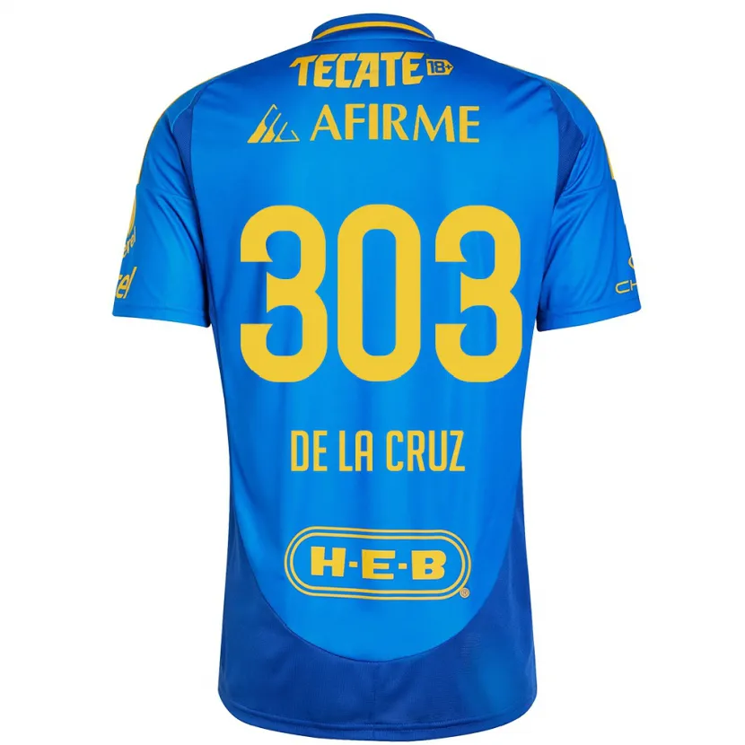 Danxen Hombre Camiseta Erick De La Cruz #303 Azul Amarillo 2ª Equipación 2024/25 La Camisa México