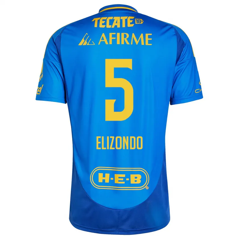 Danxen Hombre Camiseta Fernanda Elizondo #5 Azul Amarillo 2ª Equipación 2024/25 La Camisa México