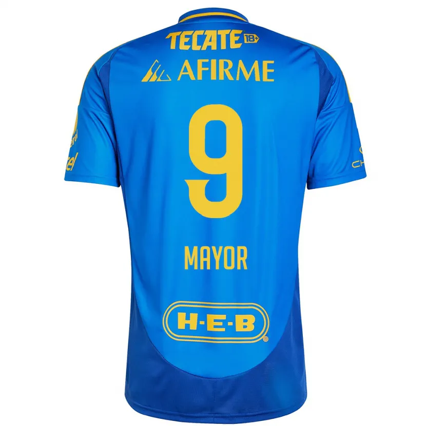 Danxen Hombre Camiseta Stephany Mayor #9 Azul Amarillo 2ª Equipación 2024/25 La Camisa México