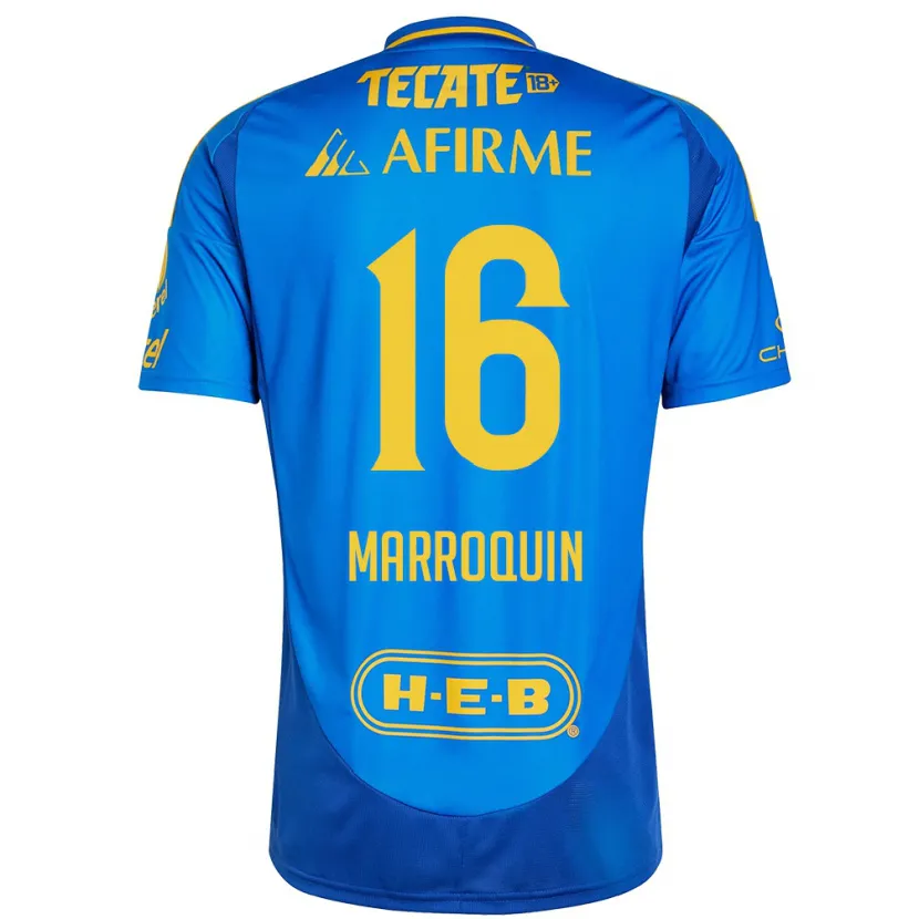 Danxen Hombre Camiseta Ammanda Marroquin #16 Azul Amarillo 2ª Equipación 2024/25 La Camisa México