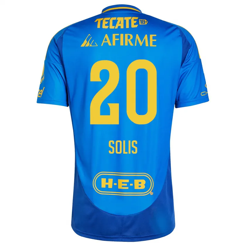 Danxen Hombre Camiseta Ofelia Solis #20 Azul Amarillo 2ª Equipación 2024/25 La Camisa México