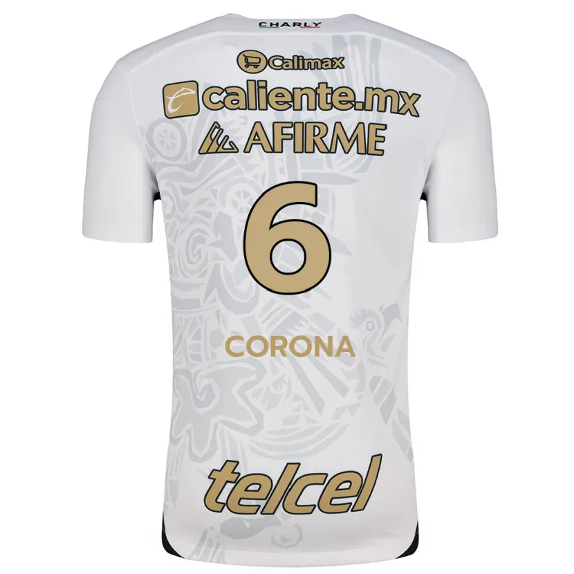 Danxen Hombre Camiseta Joe Corona #6 Blanco Negro 2ª Equipación 2024/25 La Camisa México