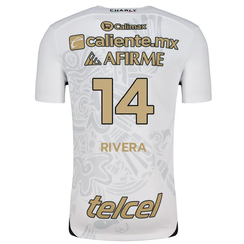 Danxen Hombre Camiseta Christian Rivera #14 Blanco Negro 2ª Equipación 2024/25 La Camisa México