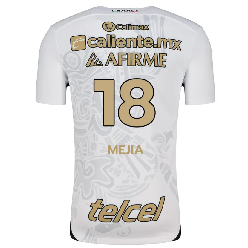 Danxen Hombre Camiseta Aarón Mejía #18 Blanco Negro 2ª Equipación 2024/25 La Camisa México