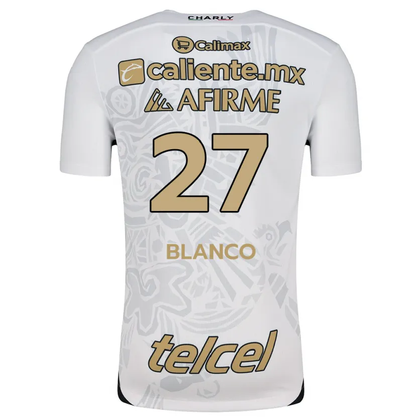 Danxen Hombre Camiseta Domingo Blanco #27 Blanco Negro 2ª Equipación 2024/25 La Camisa México