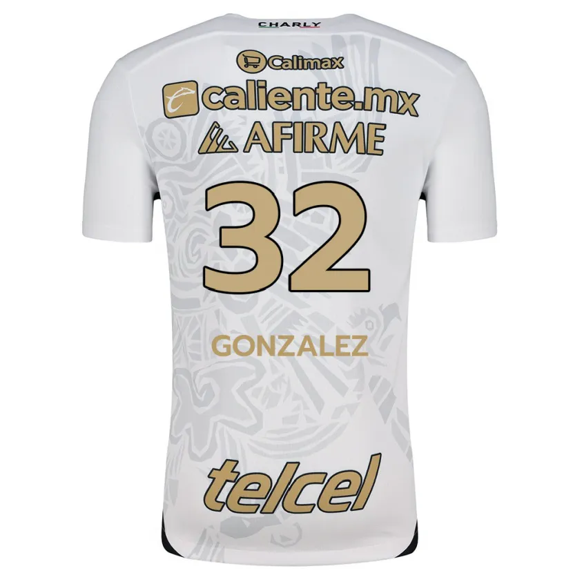 Danxen Hombre Camiseta Carlos González #32 Blanco Negro 2ª Equipación 2024/25 La Camisa México