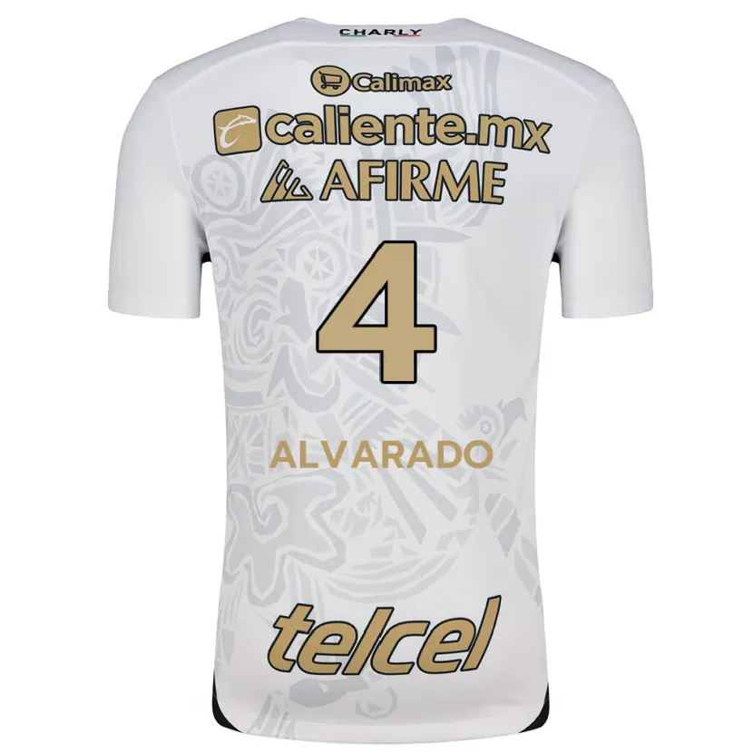 Danxen Hombre Camiseta Mónica Alvarado #4 Blanco Negro 2ª Equipación 2024/25 La Camisa México