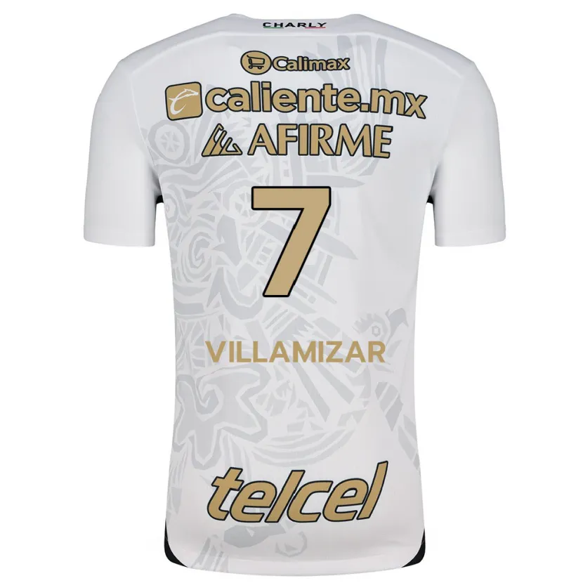 Danxen Hombre Camiseta Paola Villamizar #7 Blanco Negro 2ª Equipación 2024/25 La Camisa México