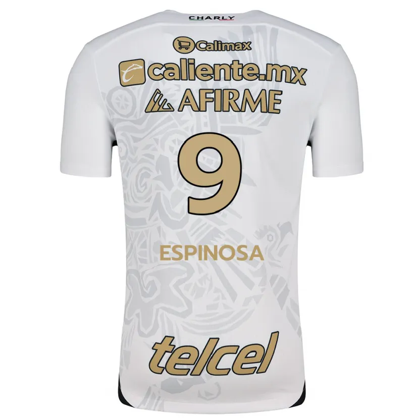 Danxen Hombre Camiseta Daniela Espinosa #9 Blanco Negro 2ª Equipación 2024/25 La Camisa México
