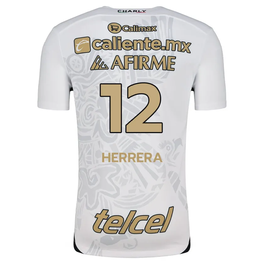 Danxen Hombre Camiseta Melissa Herrera #12 Blanco Negro 2ª Equipación 2024/25 La Camisa México