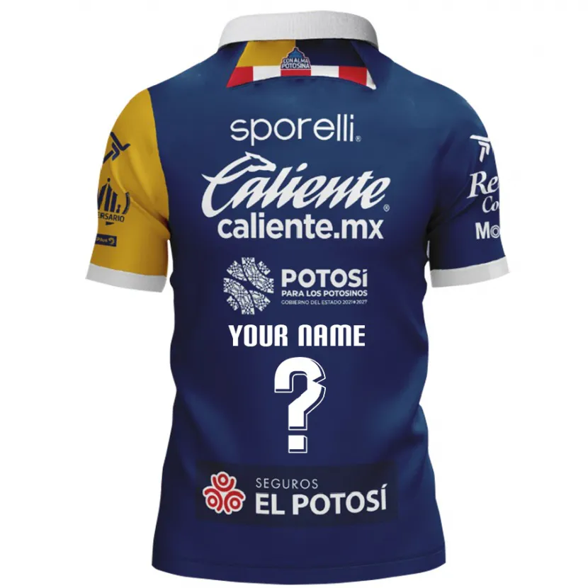 Danxen Hombre Camiseta Su Nombre #0 Azul Amarillo 2ª Equipación 2024/25 La Camisa México