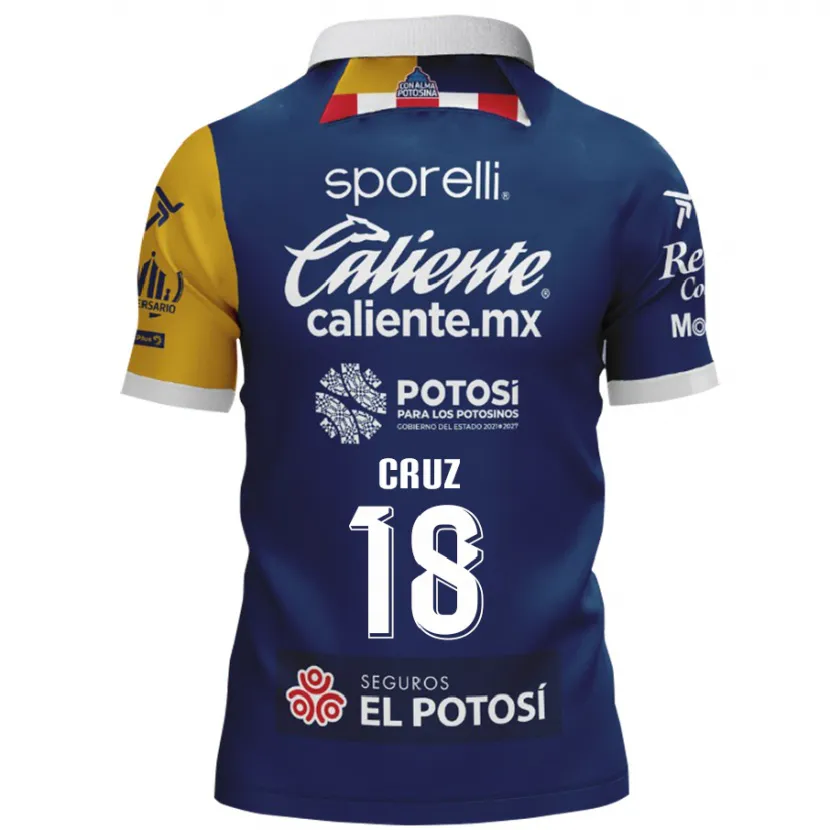 Danxen Hombre Camiseta Aldo Cruz #18 Azul Amarillo 2ª Equipación 2024/25 La Camisa México