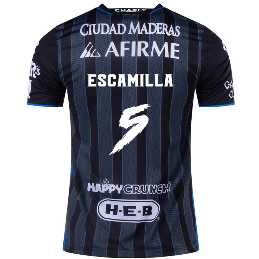 Danxen Hombre Camiseta Kevin Escamilla #5 Blanco Negro 2ª Equipación 2024/25 La Camisa México