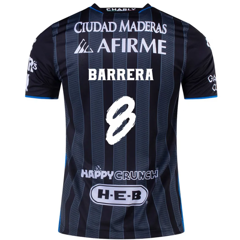 Danxen Hombre Camiseta Pablo Barrera #8 Blanco Negro 2ª Equipación 2024/25 La Camisa México