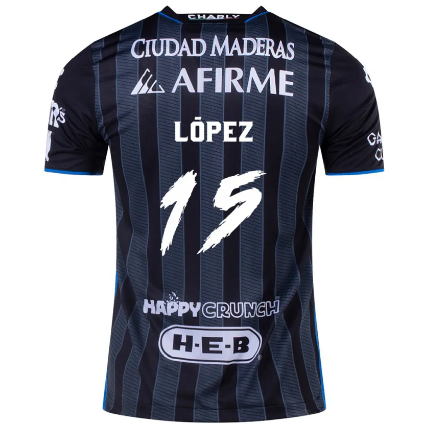 Danxen Hombre Camiseta Víctor López #15 Blanco Negro 2ª Equipación 2024/25 La Camisa México