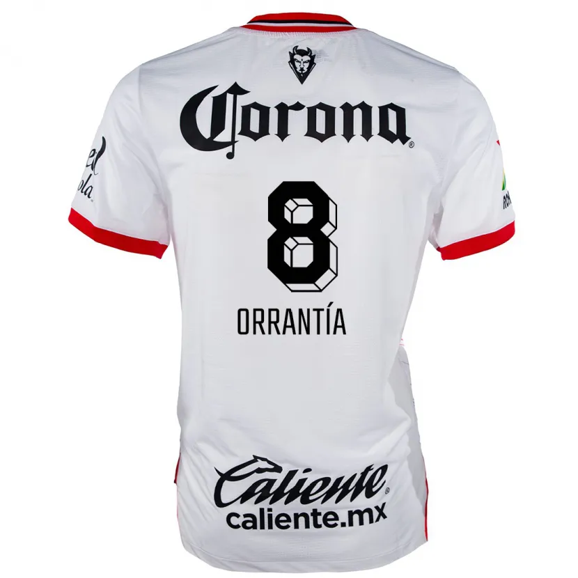 Danxen Hombre Camiseta Carlos Orrantía #8 Blanco Rojo 2ª Equipación 2024/25 La Camisa México