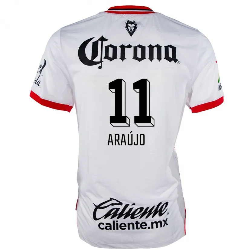 Danxen Hombre Camiseta Maximiliano Araújo #11 Blanco Rojo 2ª Equipación 2024/25 La Camisa México