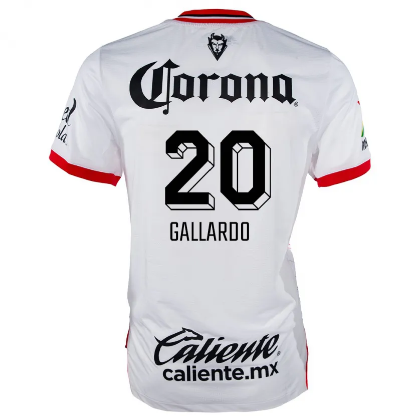 Danxen Hombre Camiseta Jesús Gallardo #20 Blanco Rojo 2ª Equipación 2024/25 La Camisa México