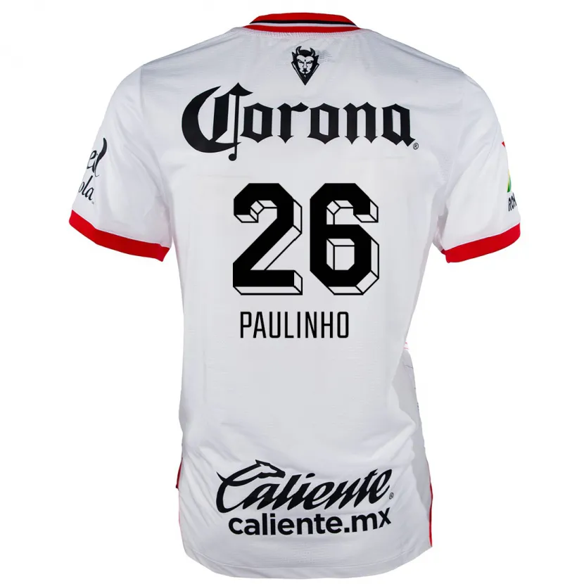 Danxen Hombre Camiseta Paulinho #26 Blanco Rojo 2ª Equipación 2024/25 La Camisa México