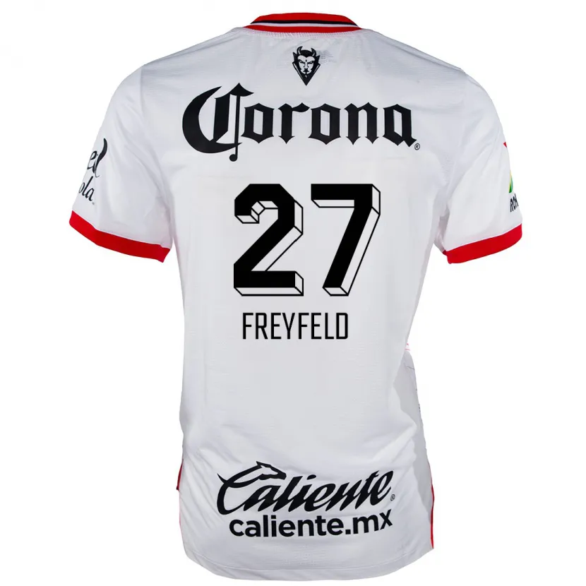 Danxen Hombre Camiseta Emiliano Freyfeld #27 Blanco Rojo 2ª Equipación 2024/25 La Camisa México